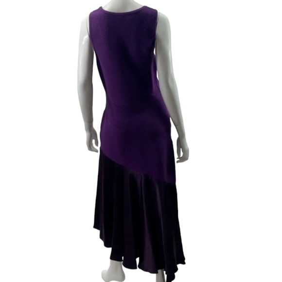 Prabal Gurung Runway Purple Knit & Silk Asymmetrical Dress, L , EUC - Picture 4 of 8